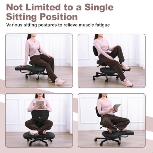 Tcowoy Ergonomic Meditation Chair, ADHD Chair with Lumbar Support and Wheels, Cross Legged Office Kneeling Chair for Yoga Enthusiasts and Fidgety Sitters (Black) 7