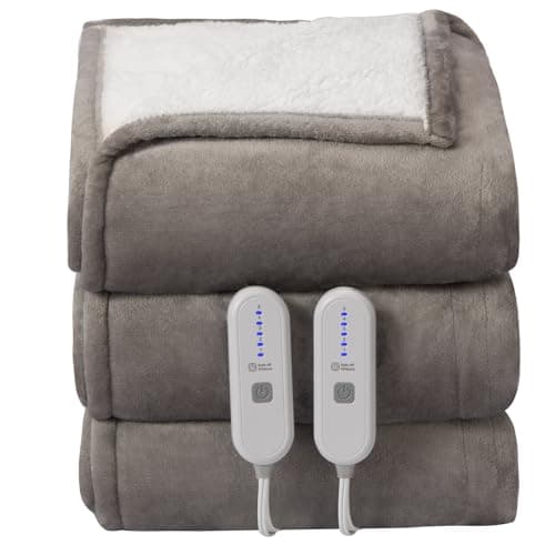 FVERWAG Heated Blanket Queen Size - 84" x 90" Electric Blanket with 5 Heat Settings, Double Zone Heating, 10 Hrs Auto Off, Overheat Protection, Washable Heating Blanket, Gifts for Grandma, Grey 9