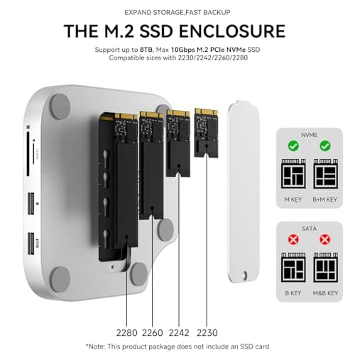 Minisopuru MINI4PRO Mac mini M4 Dock with 4K@60 HDMI, 8TB M.2 NVMe SSD Enclosure, Mac mini Hub & Stand for Mac mini M4 and M4 Pro 2024 (TF/SD Slot, 3* USB-A 2.0, Audio) | Silver 3