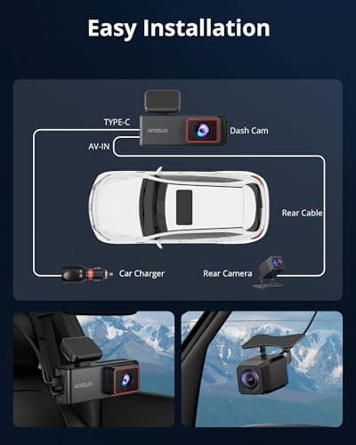 Kingslim 4K Dash Cam Front and Rear, Front 4K Rear 1080P Dual Dash Camera for Cars, Mini Dashcam with 64GB Card, APP Control, Night Vision, G-Sensor, Loop Recording, Parking Mode 9