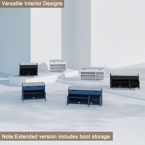 ChooChoo Shoe Storage Bench with Lift Top Storage, Entryway Bench with 2 Cushioned Seats, 3 Compartments, Adjustable Shelf, Shoe Cabinet for Entryway, Bedroom, Living Room, Grey 6