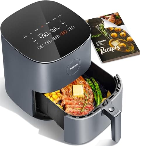 COSORI Air Fryer Pro, Compact 5QT, Ceramic Coating, 7 Presets with Preheat & Keep Warm, 450℉, Easy to use & clean, Shake Reminder, 130+ In-App Recipes, Nonstick & Dishwasher-Safe Basket, Gray