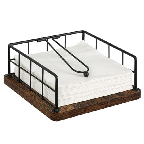 YINMIT Napkin Holder for Table, Farmhouse Napkin Holders with Weighted Arm, Wood Rustic Napkin Holders for Paper Napkins, Napkins Holder for Kitchen, Dining Table