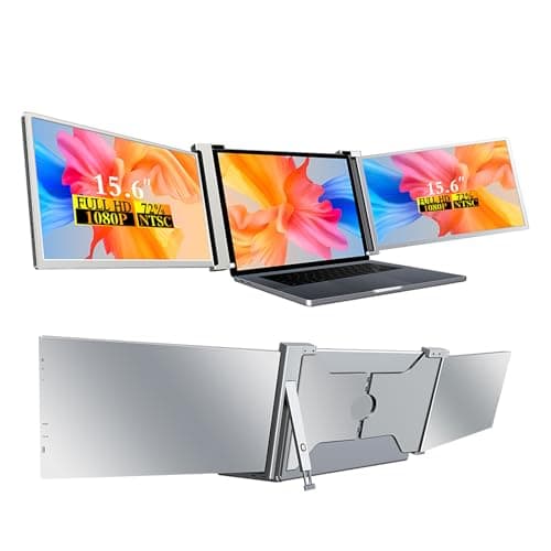VILVA 15.6" Triple Portable Monitor - FHD 1080P IPS Triple Screen Extender, Foldable Dual Monitor for 15.6"-17.3" Laptops, USB-C HDMI Plug, Supports Laptop/Xbox/Switch