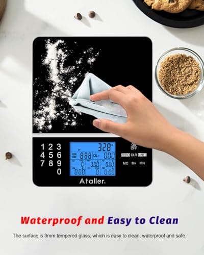 Ataller Food Scale with Nutritional Calculator, Kitchen Diet Scale, Digital Food Calorie Counting Scale for Meal Prep, Kitchen, Baking, Weight Loss, Resolution 1g, Max 5kg 11Ib, Tempered Glass, Black 6
