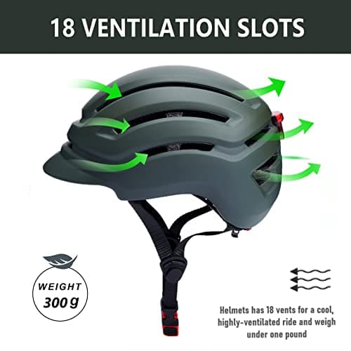 DAYGOCAGA Adult Bike Helmet for Men Women, Mountain Road Bicycle Helmet with USB Rechargeable Taillight, Alpine Green 5