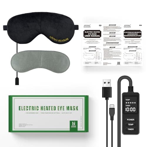 Aroma Season Heated Eye Mask, Warm Eye Compress for Dry Eyes MGD Stye Blephartitis Sinus Migraine, Graphene Heating Element with Natural Lavender Pack (Black) 8