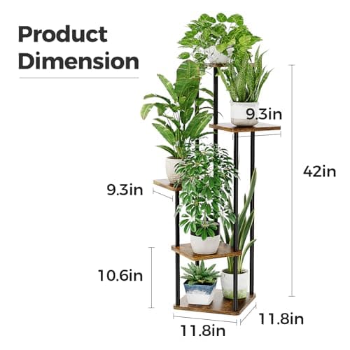 Bamworld Plant Stand Indoor Tall Plant Shelf for Multiple Plants Corner Plant Table Tiered Flower Stand for Living Room Bedroom Balcony Brown 6