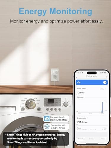 EIGHTREE Zigbee Smart Plug 15A, Energy Monitoring, 𝗭𝗶𝗴𝗯𝗲𝗲 𝗛𝘂𝗯 Required, ETL Certified, Smart Plugs That Compatible with Alexa & Home Assistant & SmartThings, 4 Packs 5