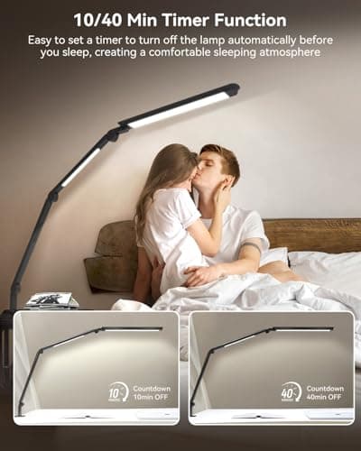 LED Desk Lamp with Clamp, Architect Desk Lamp with Remote, Flexible Swing Arm Desk Light with Dual LED Light, Stepless Dimming, 5 Color Mode & 4 Brightness for Sewing Painting Drafting Crafting 6