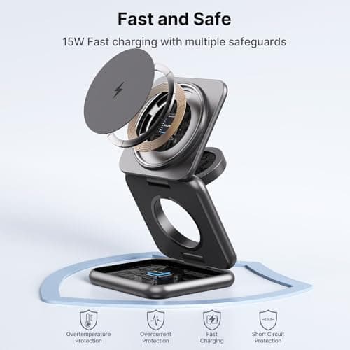 KU XIU Wireless Charger for Samsung,Zinc Alloy Foldable 3 in 1 Wireless Charging Station for Samsung Galaxy S25 Ultra S24 S23 S22 Note Z Fold 7 Flip/Buds,Fast Charger for Galaxy Watch Ultra 8 7 6 5 4 7
