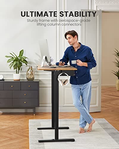 ErGear Electric Standing Desk with Keyboard Tray, 44x24 Inches Adjustable Height Sit Stand Up Desk, Home Office Desk Computer Workstation, Vintage Brown 6