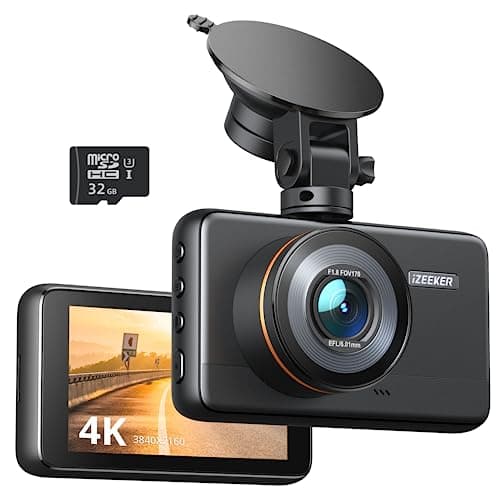 iZEEKER 3-Channel 4K Dash Cam with Free 32GB Card, 4K+1080P Front & Rear & Interior Dashcam with WDR, IR Night Vision, WiFi 6, 170° Wide Angle, Loop Recording, G-Sensor, 24H Parking Mode