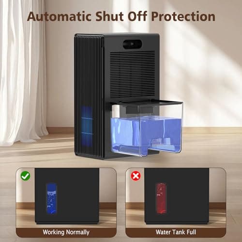 NineSky Dehumidifiers for Home, 95 OZ Water Tank, (1000 sq.ft) Dehumidifiers for Bathroom Bedroom Basement with Auto Shut Off,7 Colors LED Light(Black) 7