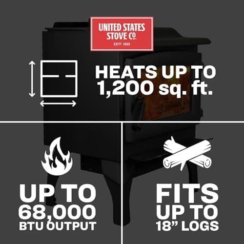 US Stove 1,200 Sq. Ft Wood Stove 8