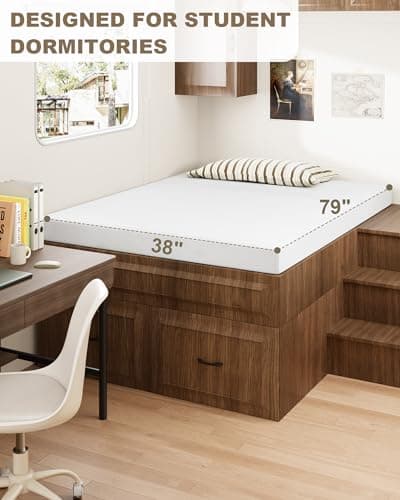 Zenzy 3" Twin Extra Long Firm Memory Foam Mattress Topper, [Removable] [Washable] Cover and [Adjustable] Straps, CertiPUR-US Certified Firm Mattress Topper Twin XL for College Dorm- White 7