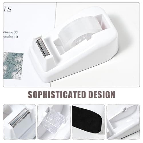 COMFYROOM Desk Accessories with Pen Holder, Office Supplies Desk Organizers and Accessories, Tape Dispenser, Stapler, Staple Remover, Staples, Clips Set, Ruler, Scissor, Pen, Tape (White) 8