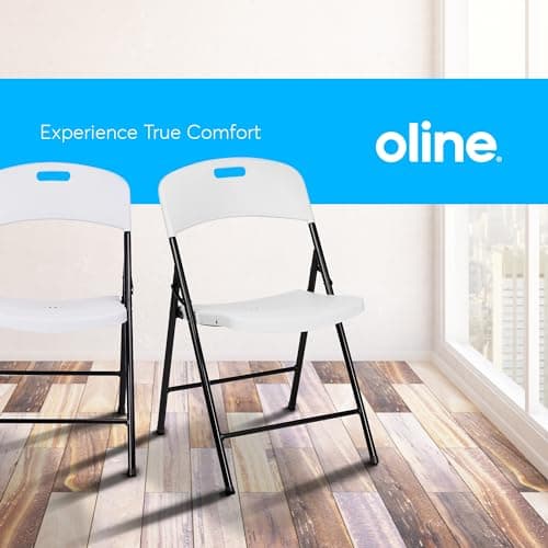 Oline Folding Chair, Indoor Outdoor Plastic Commercial Stackable Foldable Guest Chairs for Events Office Wedding Party Picnic Kitchen Dining, 350lb Capacity (White, 1 Pack) 6