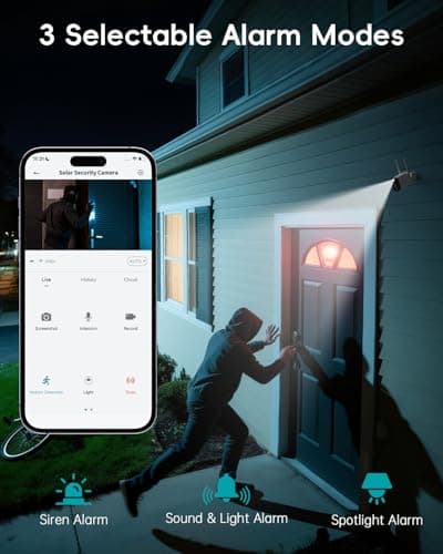 ZUMIMALL Solar Security Cameras Wireless Outdoor, 2K Camera for Home Security, Front Door, Yard & Garage, No Wiring, Color Night Vision, 2.4GHz WiFi, 2-Way Talk, Spotlight & Siren, IP66/Alexa/Cloud 5