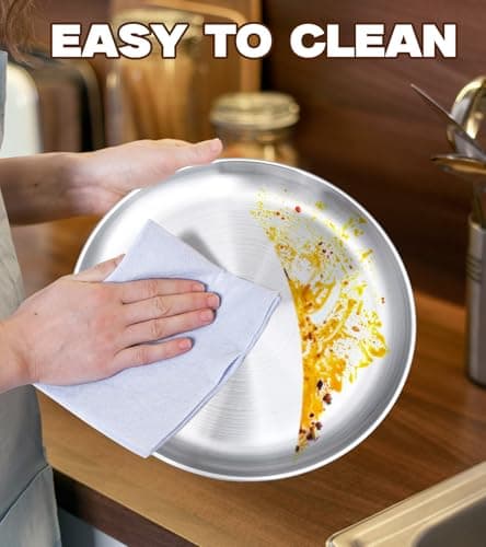 Yuiicaov Stainless Steel Pizza Pan 12 inch, Pizza Pan for Oven, Steel Pizza Tray, Thick Round Pizza Plate Pizza Baking Sheet, Easy Clean & Dishwasher Safe, Set of 1 7