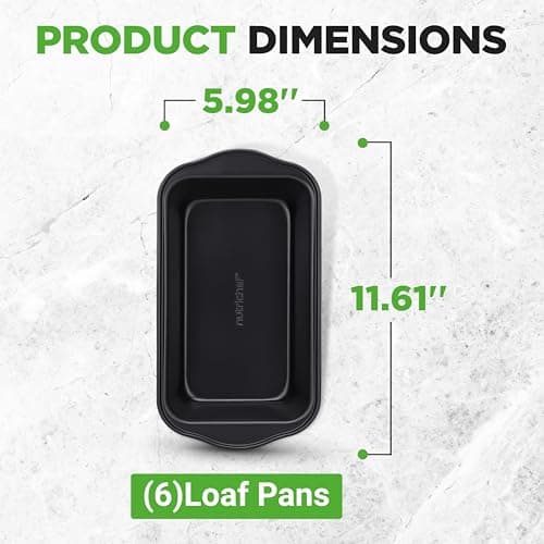 NutriChef Loaf Pans Set of 6 | Non-Stick Premium Bread Pans Quick & Even Heat Distribution | Oven Safe To 450 F | No PFOA, PFOS & PTFE | Food Grade Carbon Steel | 11.61 x 5.98 x 2.56 Inches (Black) 6