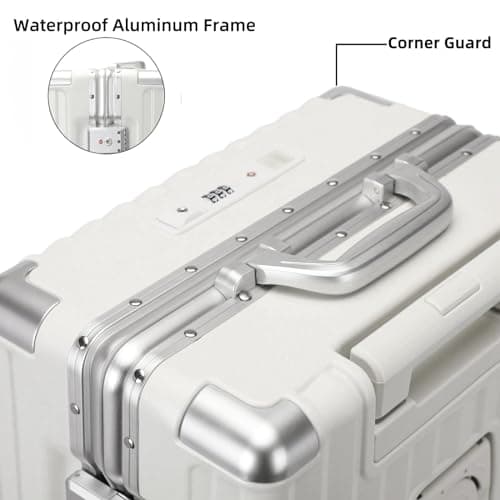 Traveler Mars Hard Carry On Suitcase with Front Pocket,Airline Approved Zipperless Luggage with USB Port and Cup Holder,TSA Lock (White, Carry-On 20-Inch) 5