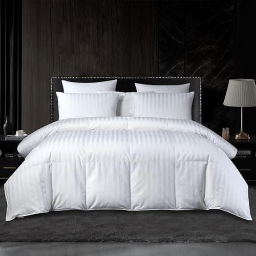 Beautyrest Hungarian White Goose Down Comforter Queen/Full Size, 100% USA Grown Cotton Fabric, 750 Fill Power Fluffy Duvet Insert, 500 Thread Count All Seasons Warmth Luxurious Comforters,90" x 98"
