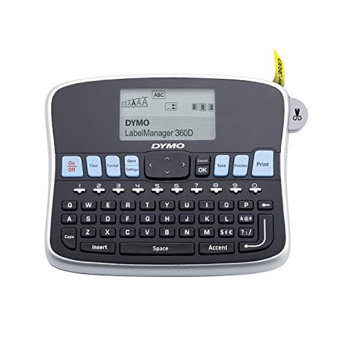 DYMO Desktop Label Maker LabelManager 360D Rechargeable Hand-Held Label Maker, Easy-to-Use, One-Touch Smart Keys, QWERTY Keyboard, Large Display, For Home & Office Organization