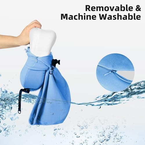 ALLINCOZY Privacy-Friendly Hooded Travel Pillow for Kids & Adults, Sensory-Friendly, Memory Foam Neck Support for Airplane, Car & Train, Breathable Fabric, Portable, Ultimate Comfort Shark 7