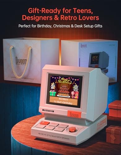 Divoom MiniToo Retro PC-Style Computer Speaker, Smart Pixel Screen with DIY Faces, Bluetooth & USB Audio, Alarm/White Noise Clock, Desk Setup Gift for Bedroom, Office & Gaming 8