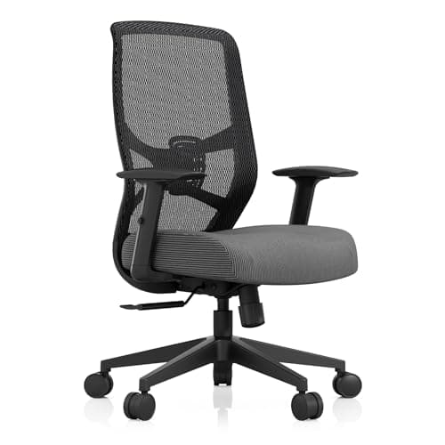 Tempur-Pedic ProTask Executive Task Office Chair with Mesh Back and Built-in Lumbar Support, Height-Adjustable Ergonomic Mesh Office Desk Chair, Grey