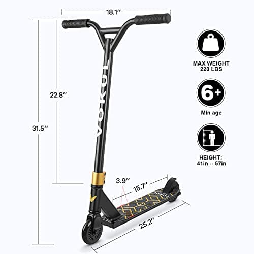 VOKUL S2 Pro Scooters for Kids Age 6-12 | Colorful Stunt Scooter for Beginners Teens | Trick Scooter for BMX Freestyle Tricks (Gold) 7