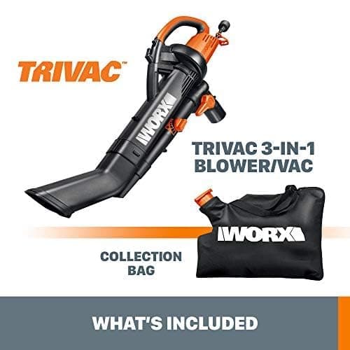WORX Trivac 3 in 1 Electric Leaf Blower for Lawn Care, Leaf Vacuum with 350 CFM & 210 MPH, Leaf Mulcher with Metal Impeller, WG505 6