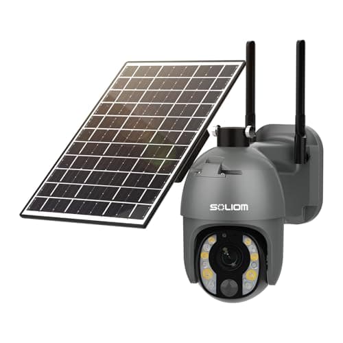 SOLIOM Security Cameras Wireless Outdoor, 5MP 2.4G Wi-Fi Security Camera with 10X Optical Zoom, Battery and Solar Powered, Human Detection, Spotlight Color Night Vision, Auto Tracking