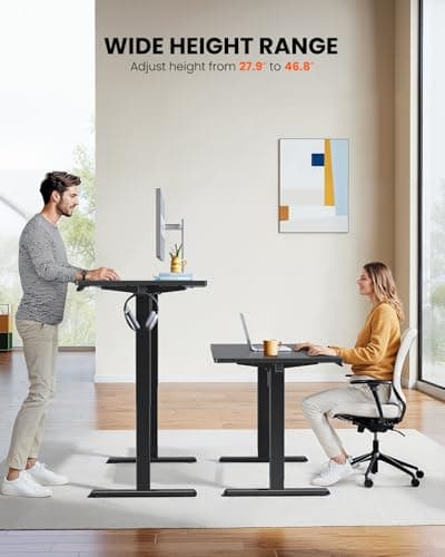ErGear Electric Standing Desk, 48 x 24 inch Height Adjustable Sit Stand Up Desk, Computer Home Office Desk with 4 Memory Height Buttons, Two Pieces Desktop, Black, EGESD110B 5