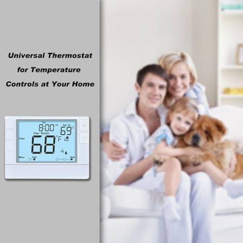 Programmable Thermostat, Thermostat for Home HVAC Systems,Multi-Stage, 2 Heat/2 Cool, White Backlight 7