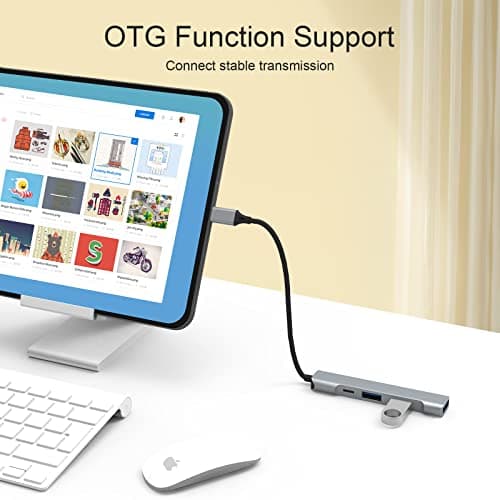 Lightning to USB Hub [Apple MFi Certified] 4-in-1 USB OTG Hub with 3 USB3.0 Port and Fast Charging Port for iPhone/iPad Compatible with Microphones/Flash Drive/Keyboard/Mouse/Sound Card 7