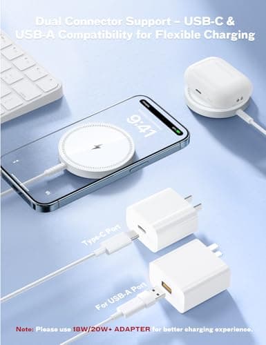Magnetic Wireless Magsafe Charger iPhone: Charging Pad for iPhone 17/16/15/14/13/12 Series & AirPods Pro 4-2, Strong Magnet, Dual Ports, Case-Friendly, Lightweight for Travel Home Office Desk 5