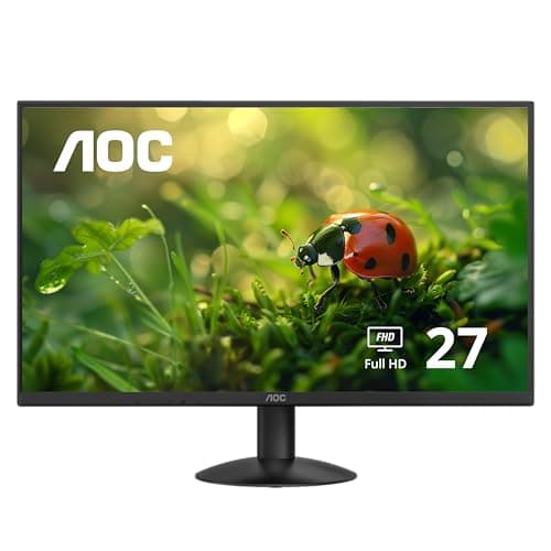 AOC 27B30H 27” Frameless IPS Monitor, FHD 1920x1080, 100Hz, 103% sRGB, for Home and Office, HDMI x1, VGA x1, Low Blue Mode, VESA Compatible, Black