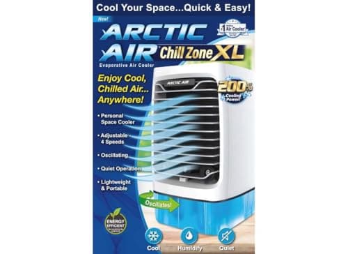 Arctic Air Chill Zone XL Evaporative Cooler with Oscillating Fan, Auto-Off Timer, Portable Fan with 4 Adjustable Speeds, 16-Hour Cooling Fan for Bedroom, Living Room, Office & More,White