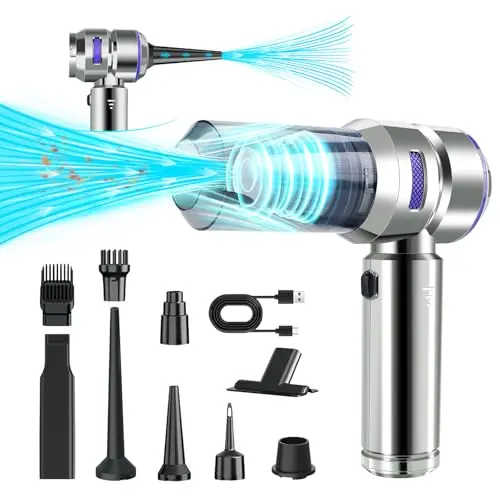 Handheld Vacuum Cordless, 21000Pa Wireless Handheld Car Vacuum Cleaner Strong Suction, 4 in 1 Mini Vacuum Portable Cordless, 100W High Power Brushless Motor & Air Duster for Car, Home, Gifts (Blue)