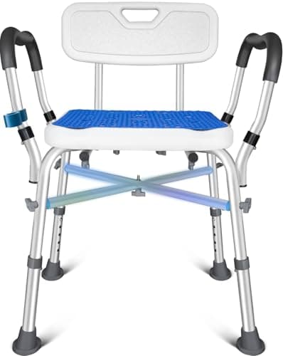 KingPavonini Shower Chair for Inside Shower, 550LBs Heavy Duty Bath Chair with Arms, Medical Shower Seat, Bath Stool Safety Shower Bench with Reinforced Crossing Bar for Elderly, Adults, Disabled