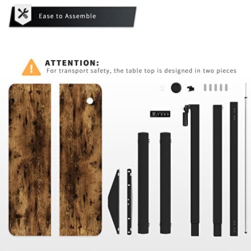 YESHOMY Height Adjustable Electric Standing Desk, 55 inch Computer Table, Home Office Workstation, Black Leg/Rustic Brown Top 7