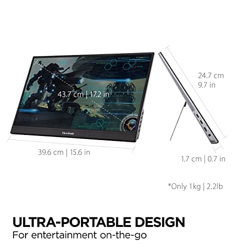 ViewSonic VX1755 17 Inch 1080p Portable IPS Gaming Monitor with 144Hz, AMD FreeSync Premium, 2 Way Powered 60W USB C, Mini HDMI, and Built-in Stand with Magnetic Cover 6