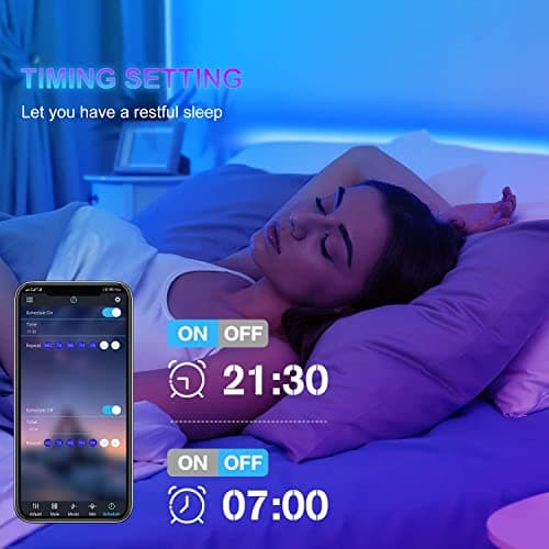 GOADROM LED Strip Lights Waterproof, Ultra Brighter 300LEDs IP65 Color Changing LED Lights for Bedroom,Built-in-Mic,Music Sync LED Light Strips,Phone Smart Controlled(APP+Remote +Mic/16.5ftx1) 7