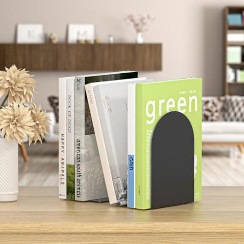 ALOTCHE Bookend 6 Pieces, Metal Round Bookends for Shelves, Book Ends to Hold Books for Desk, Book Stopper for Home Office 8
