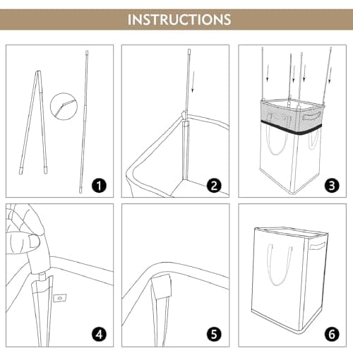 DOKEHOM 90L X-Large Laundry Basket with Removable Wash Bag on Wheels, Collapsible Rolling Laundry Hamper, Foldable Clothes Organizer, Folding Washing Bin (Grey) 7