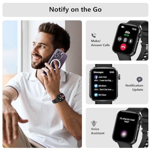 MorePro Health Fitness Tracker (Answer/Make Call), 1.83" Smart Watch with 24/7 Heart Rate/Blood Pressure/Blood Oxygen/Sleep Monitor, Step Calorie Counter with 100 Sports for Women Men Android iPhone 5