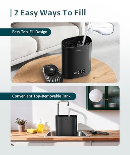 BREEZOME 6L Humidifiers for Bedroom Large Room & Essential Oil Diffuser, Ultrasonic Top Fill Cool Mist Humidifiers for Baby, Plants, Nursery Last up to 60 Hours, Smart Humidistat Control, Quiet, Black 7
