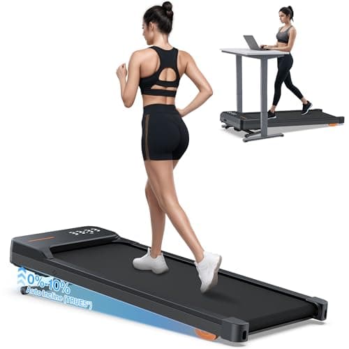 WELLFIT 10% Auto Incline Walking Pad Treadmill 350+ lbs Capacity,4 MPH Max,3.0HP,Low Noise Standing Under Desk Running Pad for Home Office Apartment, Works with Apps & Remote Control